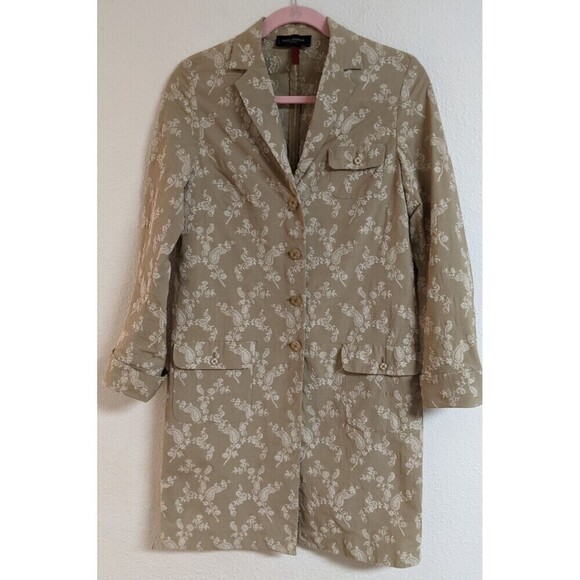 Piazza Sempione Jackets & Blazers - Piazza Sempione Duster Length Embroidered Floral/Paisley Cotton Blend Coat 44/8